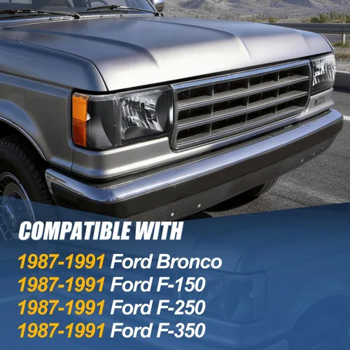 Vista 7 de Auto Dynasty Conjunto de faros delanteros compatible con Ford Bronco F-150 F-250 F-350 1987-1991, reemplazo de faros halógenos del lado
