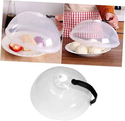 Vista 4 de SHERCHPRY Cubierta de aceite reutilizable portátil con mango negro, cubierta versátil para alimentos para microondas y cocina, evita alimentos