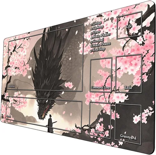 Vista 13 de Fantasy Black Lotus TCG - Tapete de juego de 24 x 14 pulgadas, tapete de juego para MTG DTCG CCG RPG Trading Card Game Mats superficie lisa juego