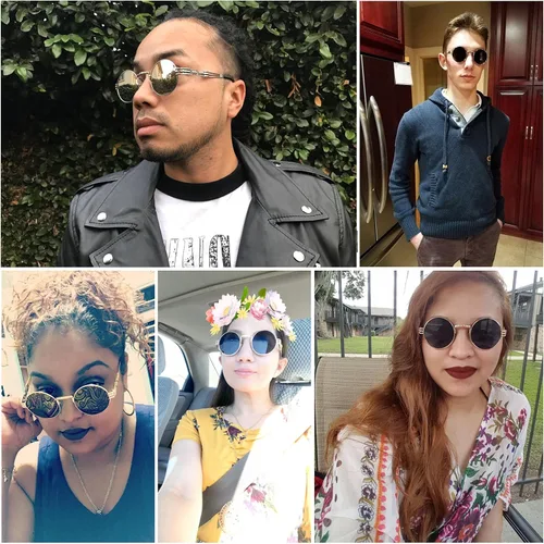 Vista 7 de Dollger Gafas de sol redondas Steampunk con marco de metal