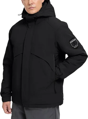 Vista 2 de Chaqueta de esquí para hombre, impermeable, cálido, abrigo de invierno resistente al viento, chaqueta de snowboard aislada con capucha para montaña
