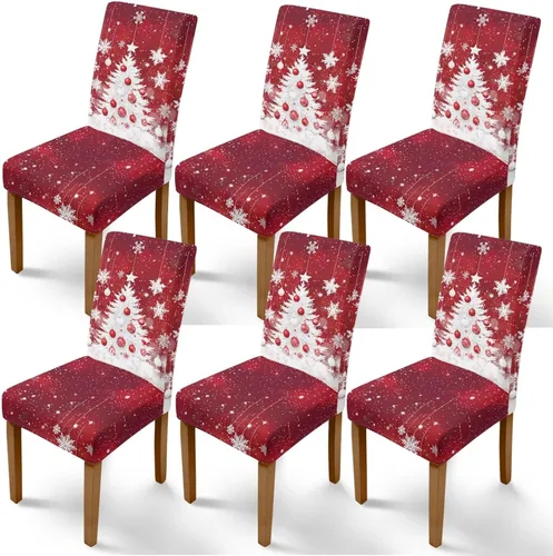 Vista 27 de Rnyleeg Fundas de silla de Navidad para sala de estar, diseño de muñeco de nieve azul, estampado de pájaros, fundas para sillas de comedor, 1