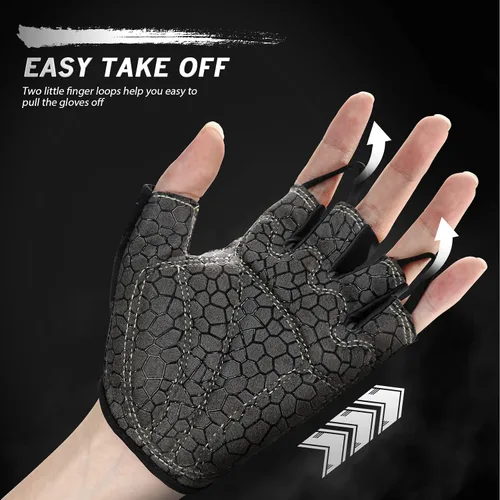 Vista 3 de HTZPLOO Guantes de ciclismo, guantes de ciclismo, guantes de bicicleta para hombres y mujeres, con almohadilla antideslizante que absorbe