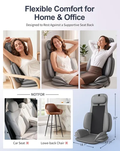 Vista 7 de Almohadilla para silla de masaje Shiatsu, masajeador de espalda de Gris