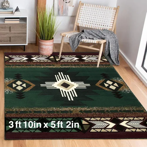 Vista 102 de YHSF South West - alfombra estilo nativo americano del suroeste C318 - fácil de limpiar, gruesa, suave, duradera, alfombra inspirada en tribus