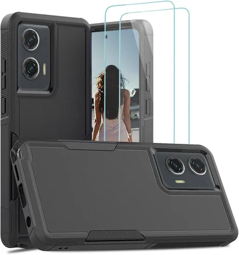 Vista 89 de Jeylly para Moto G Stylus 5G 2021 Funda con [2 Pack] Protector de Pantalla de Vidrio Templado, Protección Grado Militar Anti-Arañazos, Funda A