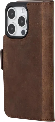 Vista 9 de Bayelon Cartera de cuero Cas para iPhone 15 Pro - Funda con tapa abatible, funda tipo cartera para iPhone 15 Pro, funda tipo cartera, función atril