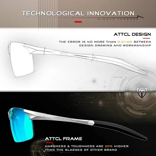 Vista 6 de ATTCL Gafas de sol polarizadas de conducción de moda para hombres - Marco ultraligero de metal Al-Mg