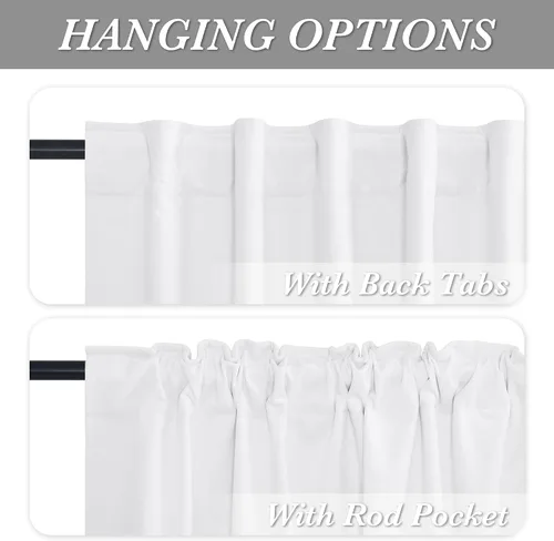 Vista 3 de RYB HOME Cortinas 100% opacas de terciopelo blanco para dormitorio, pestaña trasera y bolsillo para barra, aislamiento térmico, cortinas