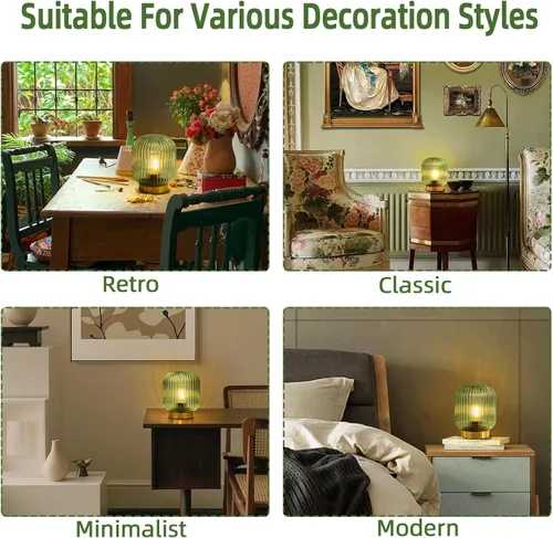 Vista 13 de MJ PREMIER Lámpara de mesa recargable, lámpara inalámbrica con función de memoria, verde Pequeña lámpara de cristal LED con brillo de Dimmable