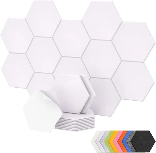 Vista 57 de Paquete de 12 paneles acústicos hexagonales de alta densidad, paneles de pared insonorizados TONOR de 12"x 10"x 0.4", paneles de absorción de sonido