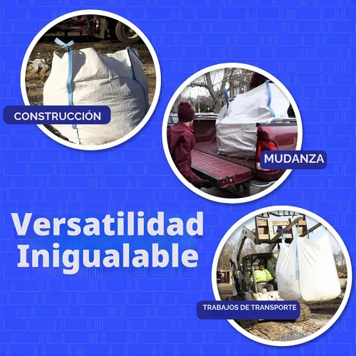 Vista 3 de DURASACK Bolsas de basura resistentes para constructores, 378 l, blancas, tejidas, de polipropileno, para demolición y construcción, con capacidad