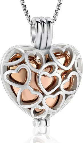 Vista 28 de Collar con medallón de cremación conmemorativa con corazón eterno con mini urna para cenizas de seres queridos