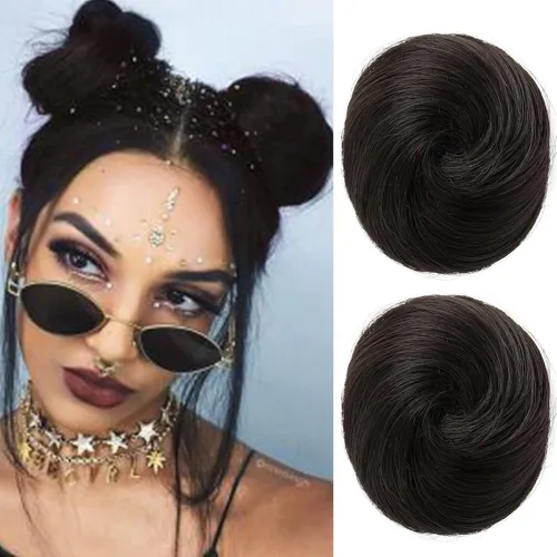 Vista 33 de REECHO Space Bun Hair Pieces, 2 piezas de mini clips de garra en moños desordenados y orejas de gato, extensiones de moño de cabello falso HB001