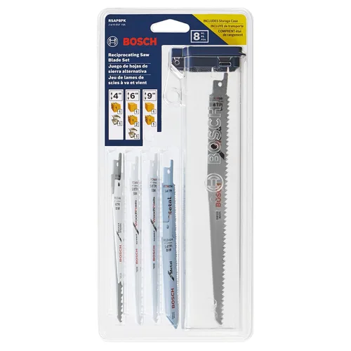 Vista 2 de BOSCH RSAP8PK - Juego surtido de 8 hojas de sierra recíproca multiusos, ideal para aplicaciones en madera, madera con clavos, metal, paneles