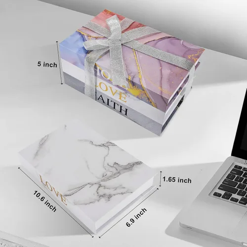 Vista 3 de Cajas de libros de imitación decorativas para el hogar: juego de 3 para mesa de entrada, mesa de café, decoración de estantería con cierre magnético
