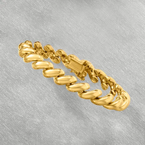 Vista 4 de Ross-Simons Italian 18kt Gold Over Sterling Silver San Marco Bracelet