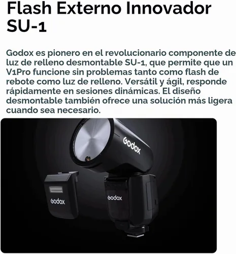 Vista 4 de Godox V1Pro-C TTL Flash para cámaras Canon, 1/8000 HSS 500 flash de potencia completa, tiempo de reciclaje de 1.3s, 2.4G inalámbrico con flash