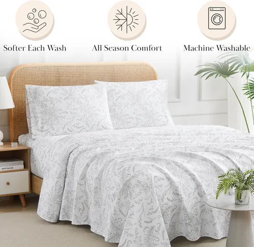 Vista 127 de Southshore Fine Living, Inc. Colección Winter Brush, juego de sábanas de 3 piezas para cama individual, sábana bajera con bolsillo profundo de 14