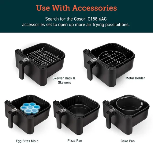 Vista 5 de COSORI Accesorios para freidora de aire, cesta original de repuesto de 5.8 cuartos de galón para freidora COSORI CP358-AF, CS358-AF, antiadherente