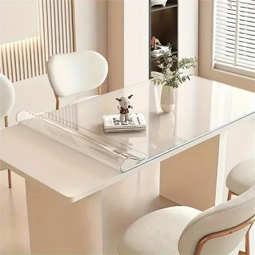 Vista 3 de Funda de mesa de plástico de 0.059 in de grosor, protector de mesa transparente de PVC impermeable, protector de escritorio, protector de Cristal