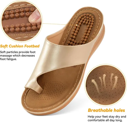 Vista 21 de Sandalias ortopédicas de cuña para mujer: cómodas y elegantes sandalias de verano para mujer, cómodas y casuales para caminar con plataforma