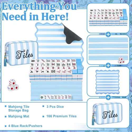 Vista 3 de Mini juego de azulejos de Mahjong americano para accesorios de regalo