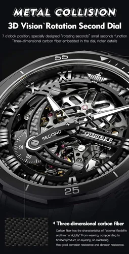 Vista 4 de OLEVS Relojes automáticos para hombre, esqueleto mecánico de lujo, color negro, plateado, impermeable, luminoso, cristal de zafiro