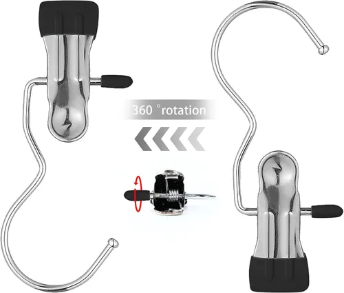 Vista 6 de 10 perchas modernas de acero inoxidable metálico para ahorrar espacio con gancho, plata o gris