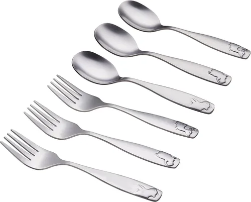 Vista 3 de ANNOVA Cubertería para niños con acabado mate, de alta calidad, de acero inoxidable, tenedores, cucharadas, utensilios para niños, oxidados