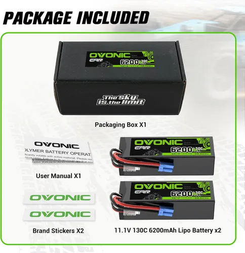 Vista 6 de OVONIC 3S LiPo Batería 6200mAh 11.1V 130C RC Batería con EC5 Conector