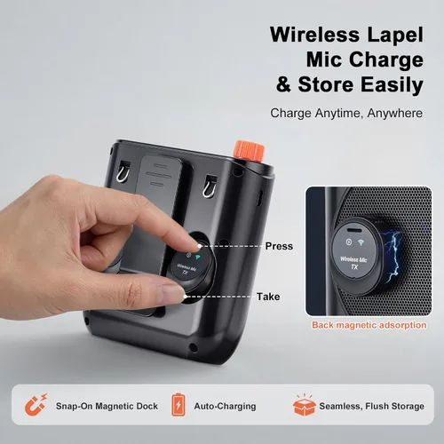 Vista 2 de HAKUTA - Amplificador de voz inalámbrico para profesores, altavoz Bluetooth portátil with Magnetic Lavalier Microphone&2 Mic,Magnetic Dock with