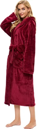 Vista 3 de ccko Batas de felpa para mujer, suaves, ligeras, cálidas, con capucha, estilo spa