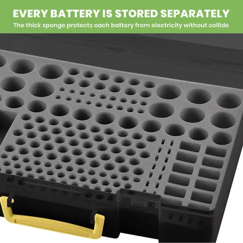 Vista 4 de Organizador de baterías - Caja de contenedores con comprobador BT-168. Organización de garaje con capacidad para 225 baterías AA AAA C D Cell 9V 3V