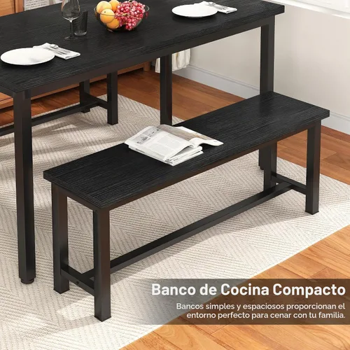 Vista 6 de Recaceik - Par de 2 bancos de comedor negros, banco de metal moderno de 39 pulgadas
