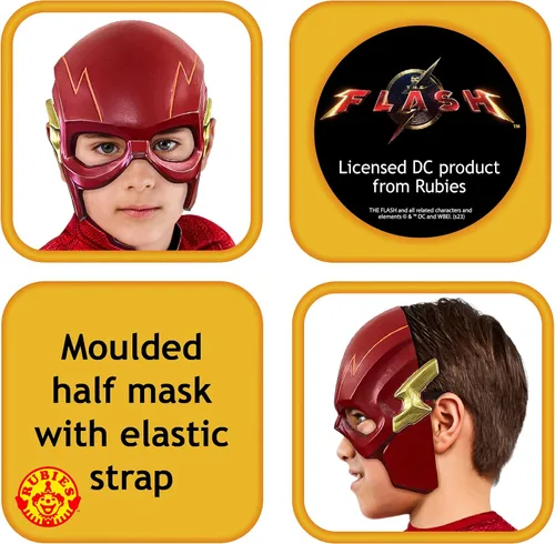 Vista 3 de Rubie's Media máscara de plástico DC The Flash Flash para niños, como se muestra, talla única