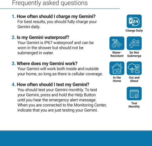 Vista 3 de Connected Caregiver Sistema de alerta médica Safety+ Gemini 4G para personas mayores: avanzado, detección de caídas, monitor 24/7, localización