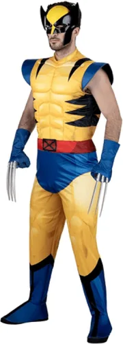 Vista 5 de Disfraz de Wolverine de Marvel para adulto, overol acolchado, garras desmontables, máscara de plástico, disfraz de Halloween, con licencia