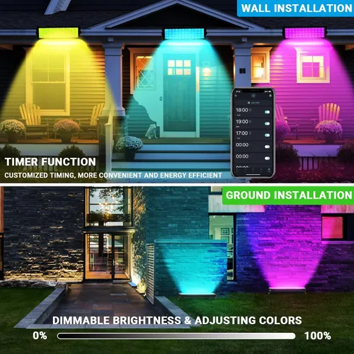 Vista 4 de Barra de Luces LED para Escenario - Paquete de 2, 96W RGBCW Cambio de Color - Luces de Escenario Impermeables IP66 Regulables - Control por APP