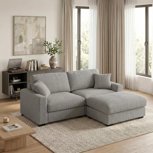 Vista 11 de Sofá modular Cloud de 212 pulgadas con tumbona grande, profundo y cómodo, sofás seccionales en forma de L de gran tamaño para sala de estar, Blanco