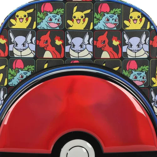 Vista 4 de Pokemon Evolutions - Mochila con panel frontal moldeado de pokeball de 16 pulgadas para niños, Multi colorido
