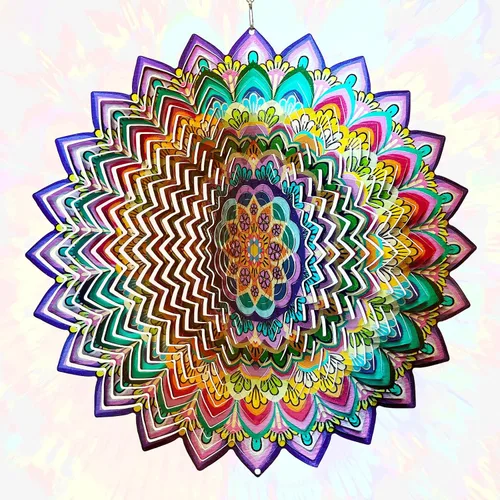 Vista 19 de Aoedelyart Molinillo de viento con mandala, oro intenso, de acero inoxidable de 12 pulgadas, para exteriores, regalo de jardín para mujeres, mamá