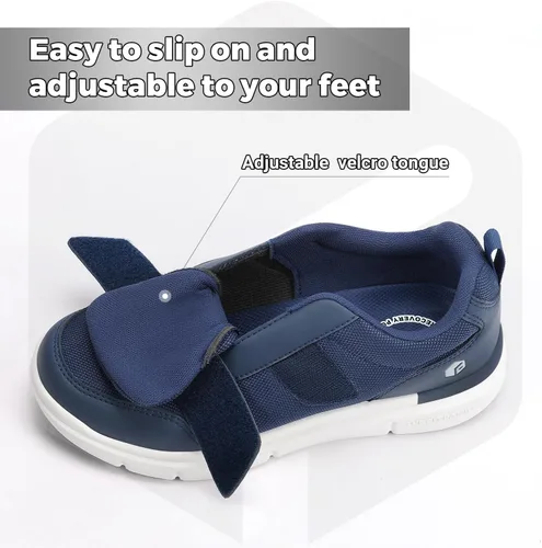 Vista 2 de FitVille Zapatos para diabéticos para hombre, extra anchos, pies hinchados, zapatos para caminar neuropatía, para aliviar el dolor de diabéticos