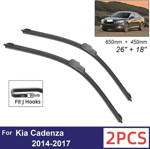 Vista 2 de Car Wiper Compatible with Kia Cadenza 2014-2017 Front Wiper Blades Soft Rubber Windscreen Wipers Auto Windshield 26"+18" 650mm + 450mm
