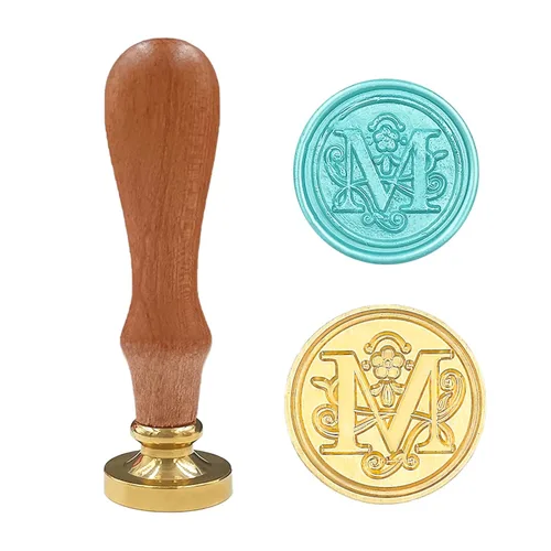 Vista 25 de Sello medieval tradicional de cera del alfabeto, con cabeza de latón, con mango de madera, para tarjetas, sobres, regalo (letra A)