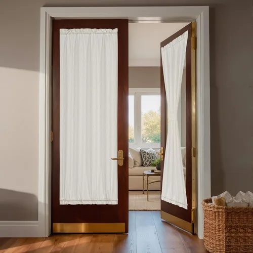 Vista 31 de NICETOWN - Cortinas de luz lateral para puerta de 72 pulgadas de largo para ventanas de lino, cortinas opacas para privacidad con protección contra