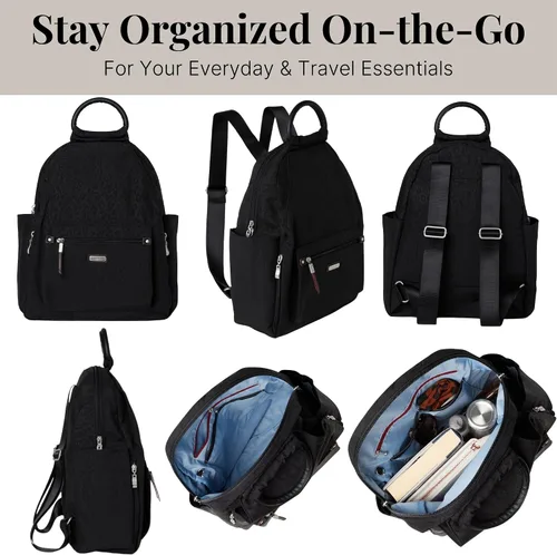 Vista 67 de Baggallini Mochila todo el día para mujer con pulsera de teléfono RFID, Negro, talla única