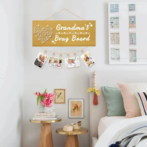 Vista 3 de Yunfan para abuela: Tablero de la abuela, regalos de los nietos, marco de fotos para portarretratos, regalo de cumpleaños para abuela, Navidad