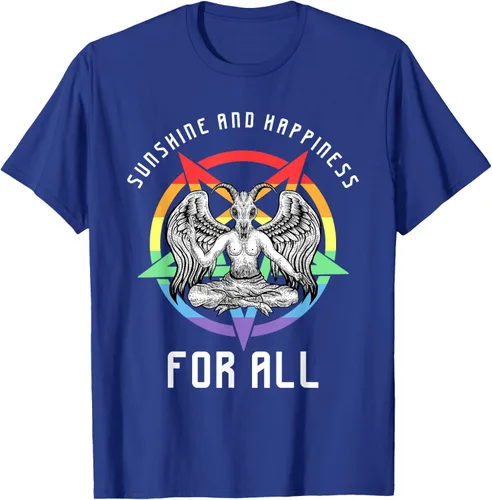 Vista 20 de Funny Sunshine and Happiness for All LGBT Gay Pride Baphomet Camiseta Negro