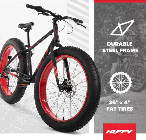 Vista 4 de Huffy Bicicletas de montaña para hombres, tamaños de 26/27.5 pulgadas, múltiples velocidades, suspensión disponible, opción de neumático grueso